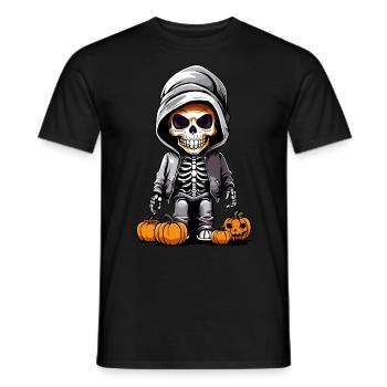 Squelette cool avec design d’Halloween à la citrouille - T-shirt homme - noir - Devant - AI Model Male 178 light (178cm)