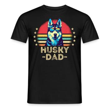 Husky mit sonnenbrille retro - Männer T-Shirt - Schwarz - Vorne - AI Model Male 178 light (178cm)