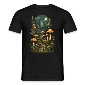 Magische Pilznacht ein Retro Pilzsammler Design - Männer T-Shirt - Schwarz - Vorne - AI Model Male 178 light (178cm)
