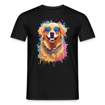 Golden Retriever Farbsplash Sonnenbrille Coolness - Männer T-Shirt - Schwarz - Vorne - AI Model Male 178 light (178cm)