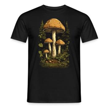 Forest Mushrooms Goblincore & Vintage Mushroom Design - Men's T-Shirt - black - Front - AI Model Male 178 light (178cm)