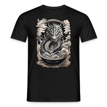 Drachen & Ramen Suppe Asiatische Retro Kunst - Männer T-Shirt - Schwarz - Vorne - AI Model Male 178 light (178cm)