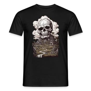 Landschaft & Totenkopf Okkulte Ästhetik - Männer T-Shirt - Schwarz - Vorne - AI Model Male 178 light (178cm)