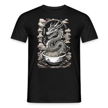 Drache aus Ramen Suppe Ukiyo-E Japan Kunststil - Männer T-Shirt - Schwarz - Vorne - AI Model Male 178 light (178cm)