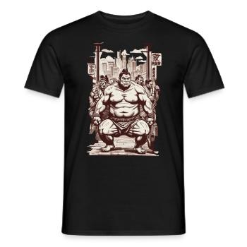 Sumo Vintage Kanji Characters and Martial Arts Design - Men's T-Shirt - black - Front - AI Model Male 178 light (178cm)