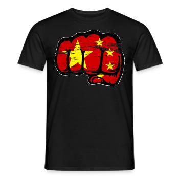 China Flag Hand Fist Used - Men's T-Shirt - black - Front - AI Model Male 178 light (178cm)