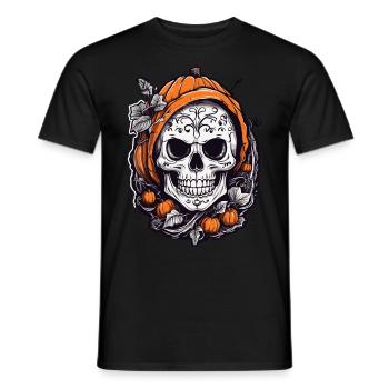 Crâne de citrouille Halloween Octobre Fun - T-shirt homme - noir - Devant - AI Model Male 178 light (178cm)