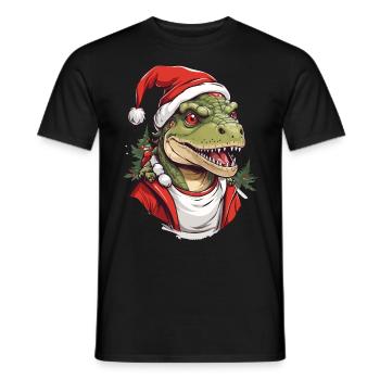 Drôle de Noël dinosaure Père Noël - T-shirt homme - noir - Devant - AI Model Male 178 light (178cm)