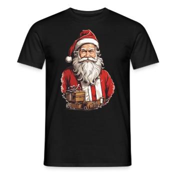 Père Noël rétro Illustration Noël - T-shirt homme - noir - Devant - AI Model Male 178 light (178cm)