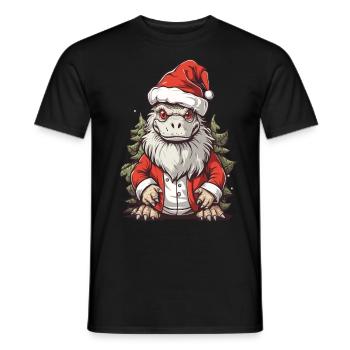 Dino Weihnachten lustig Dinosaurier Weihnachtsmann - Männer T-Shirt - Schwarz - Vorne - AI Model Male 178 light (178cm)