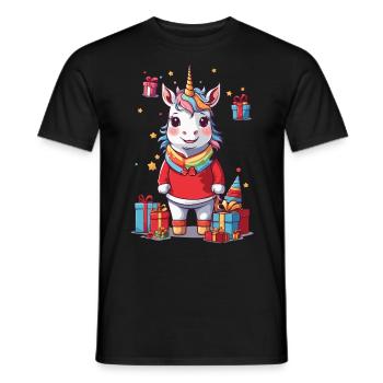 Magisches Einhorn an Weihnachten Winter Design - Männer T-Shirt - Schwarz - Vorne - AI Model Male 178 light (178cm)