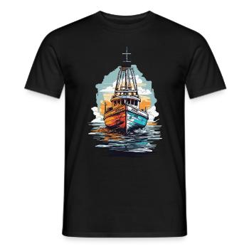 Fischerboot Ästhetik Fischen und Angeln Boot - Männer T-Shirt - Schwarz - Vorne - AI Model Male 178 light (178cm)