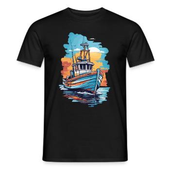 Angeln Fischereiboot Boot auf hoher See Fischer - Männer T-Shirt - Schwarz - Vorne - AI Model Male 178 light (178cm)