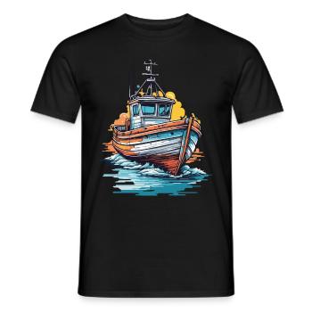 Fischer Boot Angel Ausflug und Abenteuer Fischen - Männer T-Shirt - Schwarz - Vorne - AI Model Male 178 light (178cm)