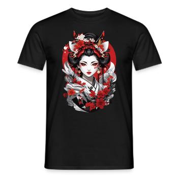 Japon Art Anime Geisha Streetwear Design - T-shirt homme - noir - Devant - AI Model Male 178 light (178cm)