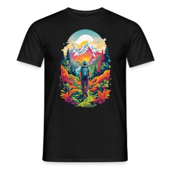 Esthétique de la montagne Randonnée Aventure dans la nature - T-shirt homme - noir - Devant - AI Model Male 178 light (178cm)