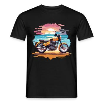 Moto rétro Aventure Moto Motard - T-shirt homme - noir - Devant - AI Model Male 178 light (178cm)