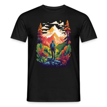 Randonnée dans la nature, la montagne et la forêt - T-shirt homme - noir - Devant - AI Model Male 178 light (178cm)