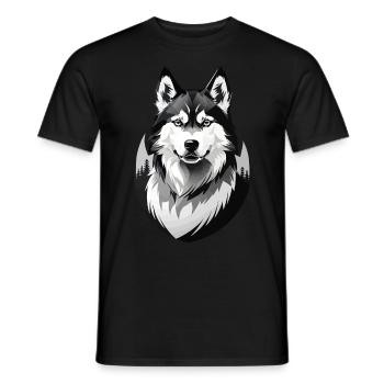 Husky Retro Hundeliebhaber Hund Huskies Hunde - Männer T-Shirt - Schwarz - Vorne - AI Model Male 178 light (178cm)