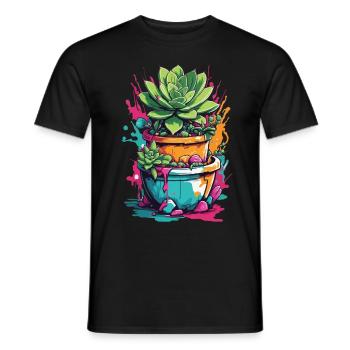 Urban Streetwear Succulents Plants Splendor - Men's T-Shirt - black - Front - AI Model Male 178 light (178cm)