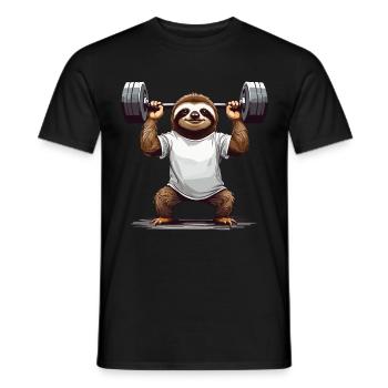 Faultier Bodybuilder Gym Humor Design - Männer T-Shirt - Schwarz - Vorne - AI Model Male 178 light (178cm)