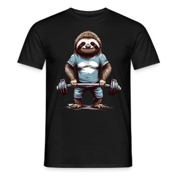 Faultier Bodybuilder Gym Humor Design - Männer T-Shirt - Schwarz - Vorne - AI Model Male 178 light (178cm)
