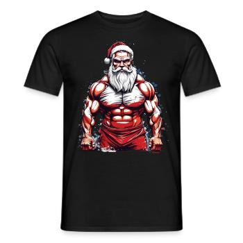 Entraînement de Noël du Père Noël de musculation - T-shirt homme - noir - Devant - AI Model Male 178 light (178cm)