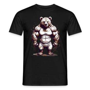 Bodybuilder Ours Papa Force Muscles Amour - T-shirt homme - noir - Devant - AI Model Male 178 light (178cm)