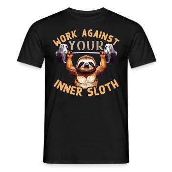 Paresseux a vaincu le dicton de remise en forme drôle - T-shirt homme - noir - Devant - AI Model Male 178 light (178cm)