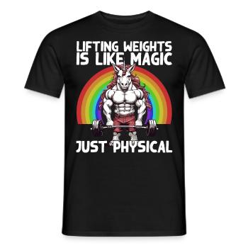 Bodybuilder Unicorn Workout Magic Saying - Men's T-Shirt - black - Front - AI Model Male 178 light (178cm)