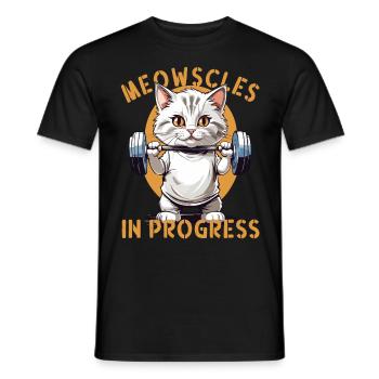 Miaoussques en cours Entraînement de chat drôle - T-shirt homme - noir - Devant - AI Model Male 178 light (178cm)