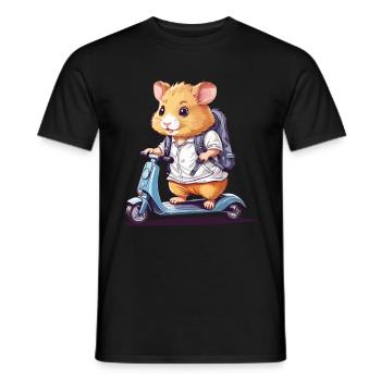 Hamster Schüler auf Roller Schulweg Design - Männer T-Shirt - Schwarz - Vorne - AI Model Male 178 light (178cm)