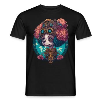 Steampunk caniche esthétique chien Design - T-shirt homme - noir - Devant - AI Model Male 178 light (178cm)