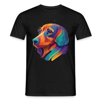 Bunter Dackel Hunde Freund Lebensfreude Hund - Männer T-Shirt - Schwarz - Vorne - AI Model Male 178 light (178cm)