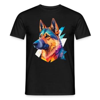 German Shepherd Dogs Popart Dog Love - Men's T-Shirt - black - Front - AI Model Male 178 light (178cm)