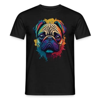 Pug dog art aesthetic design - Men's T-Shirt - black - Front - AI Model Male 178 light (178cm)