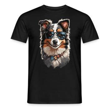 Cool Collie with Sunglasses - Dog Aesthetics - Men's T-Shirt - black - Front - AI Model Male 178 light (178cm)