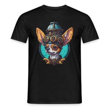 Retro Steampunk Sci-Fi Chihuahua Dogs Design - Men's T-Shirt - black - Front - AI Model Male 178 light (178cm)