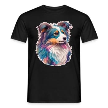 Australian Shepherd Dog Dog Lover Art - Men's T-Shirt - black - Front - AI Model Male 178 light (178cm)