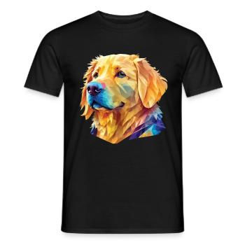 Polygon Golden Retriever - Kunstvolles Hundedesign - Männer T-Shirt - Schwarz - Vorne - AI Model Male 178 light (178cm)