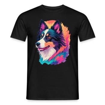 Colorful Border Collie Art Design for Dog Fans - Men's T-Shirt - black - Front - AI Model Male 178 light (178cm)