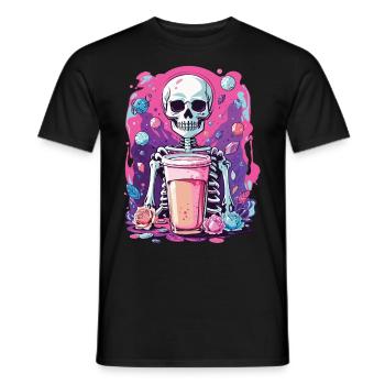 Gothic Bubble Tea Skeleton Halloween Aesthetic - Men's T-Shirt - black - Front - AI Model Male 178 light (178cm)