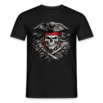 Jolly Roger Pirate Skull Party Halloween Design - Men's T-Shirt - black - Front - AI Model Male 178 light (178cm)