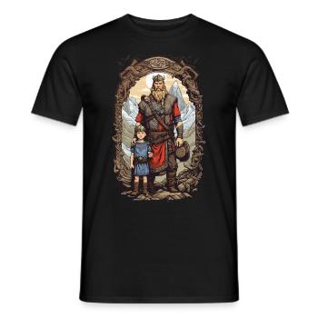 Wikinger Vater und Sohn Krieger Familie Ehre - Männer T-Shirt - Schwarz - Vorne - AI Model Male 178 light (178cm)