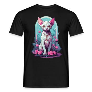 Occult Sphynx Cat in Pastel Goth Style - Men's T-Shirt - black - Front - AI Model Male 178 light (178cm)