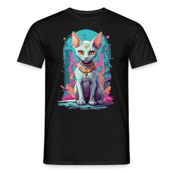 Kawaii Gothique Sphynx Chat Pastel Design Occulte - T-shirt homme - noir - Devant - AI Model Male 178 light (178cm)