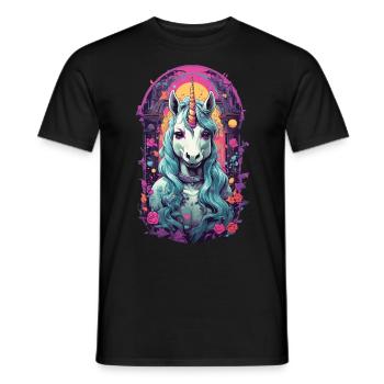 Pastel Gothic Kawaii Unicorn Streetwear Design - Men's T-Shirt - black - Front - AI Model Male 178 light (178cm)