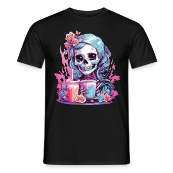 Kawaii Pastel Goth Skull Milkshake Design - Männer T-Shirt - Schwarz - Vorne - AI Model Male 178 light (178cm)