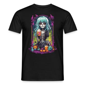 Gothic Pumpkin Spice latte skeleton eGirl Design - Men's T-Shirt - black - Front - AI Model Male 178 light (178cm)