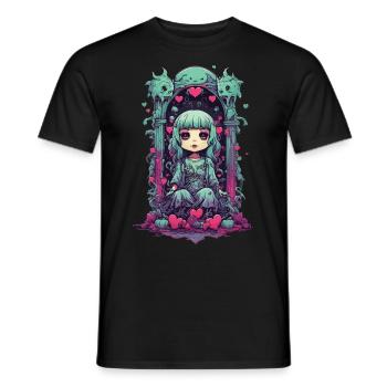 Kawaii Chibi Goth Demon of Love Tokyo Streetwear - Men's T-Shirt - black - Front - AI Model Male 178 light (178cm)